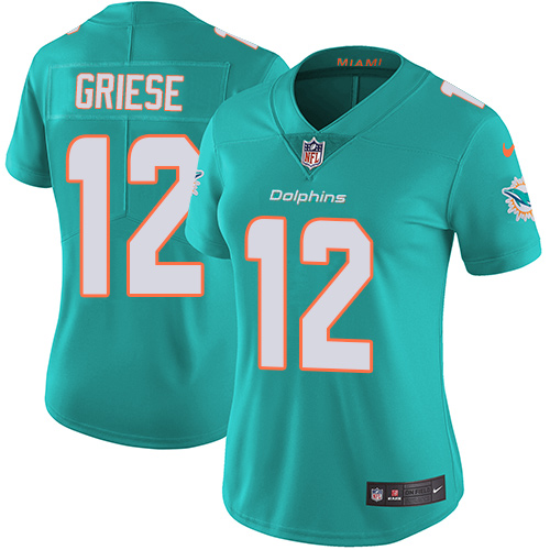 Nike Miami Dolphins #12 Bob Griese Aqua Green Team Color Women Stitched NFL Vapor Untouchable Limited Jersey->women nfl jersey->Women Jersey